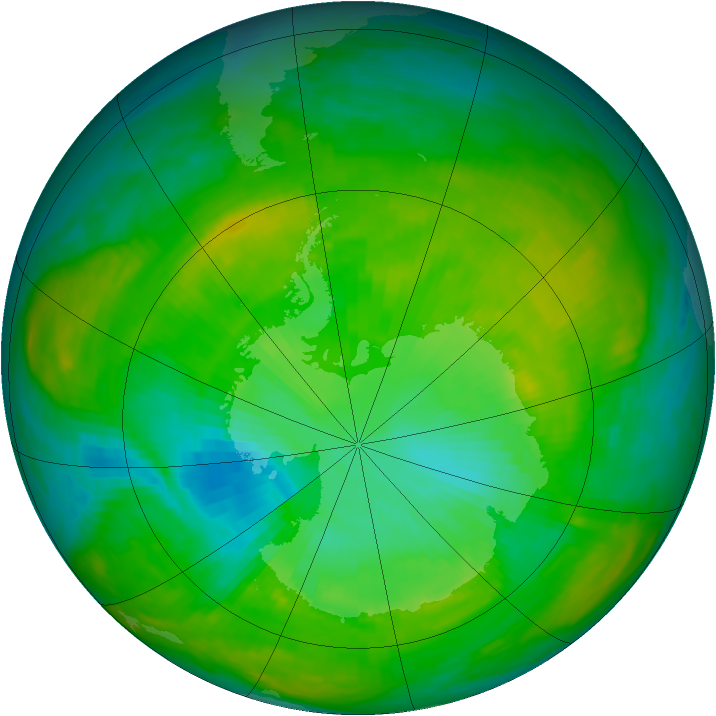 Antarctic ozone map for 18 January 1980